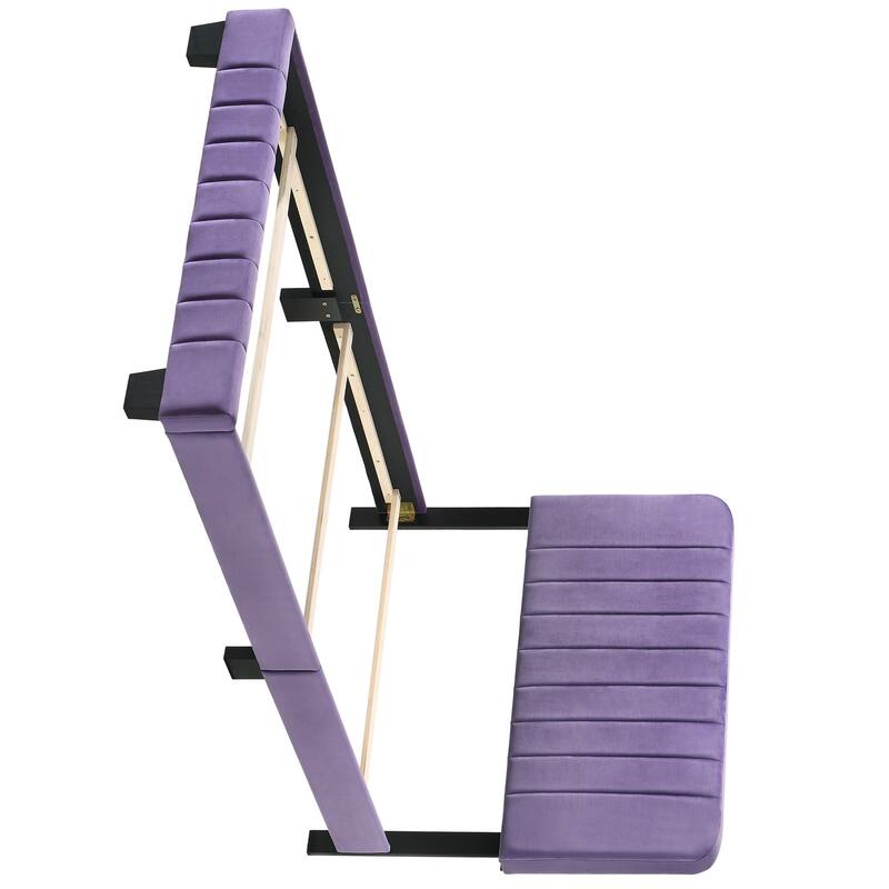 Velvet Channel Tufted Upholstered Twin Panel Bed - 81" - Purple