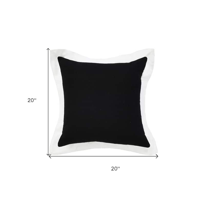 HomeRoots 20" X 20" Black And White 100% Cotton Geometric Zippered Pillow