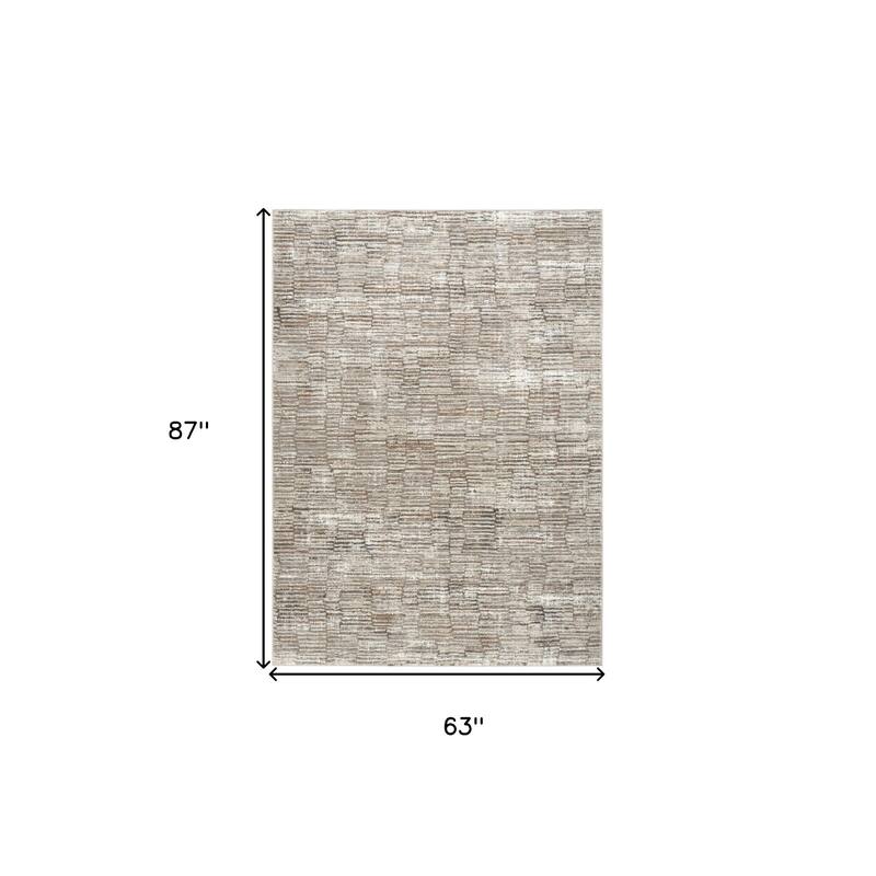 Power Loomed Abstract Modern Non Skid Stain Resistant Area Rug - 87' X '63' X '0.5