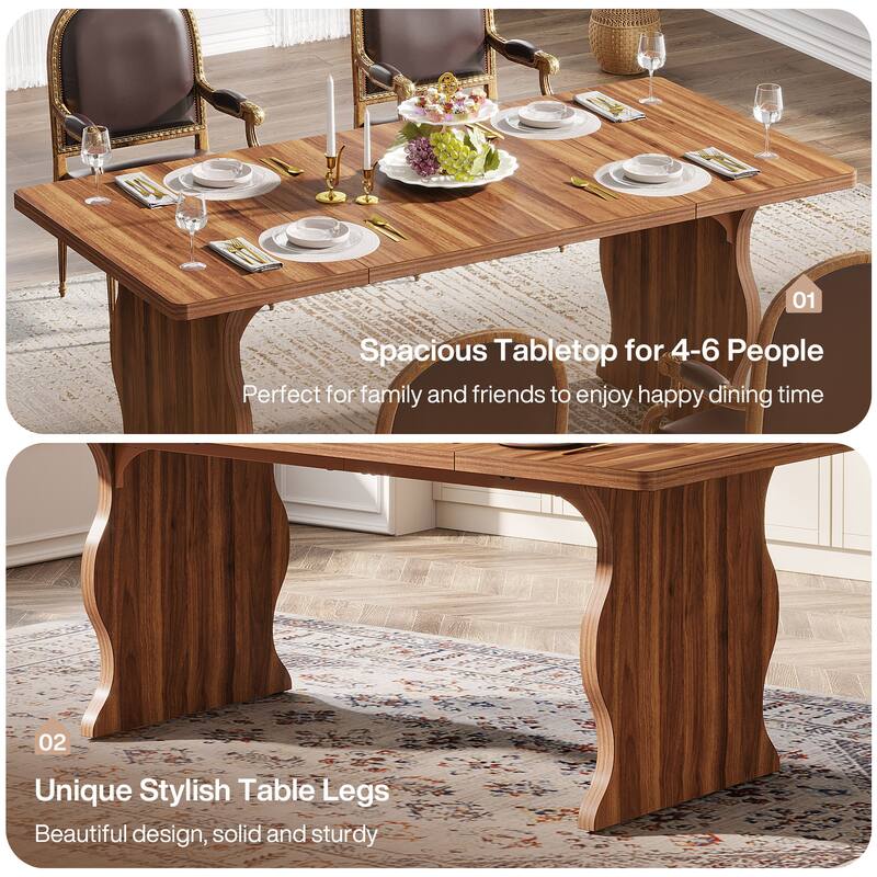 Modern Dining Table, 63" Rectangular Kitchen Table Black Dinner Table