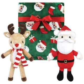 Hudson Baby Unisex Baby Plush Blanket with Toy, Rudolph And Santa, One Size - Rudolph And Santa - One Size