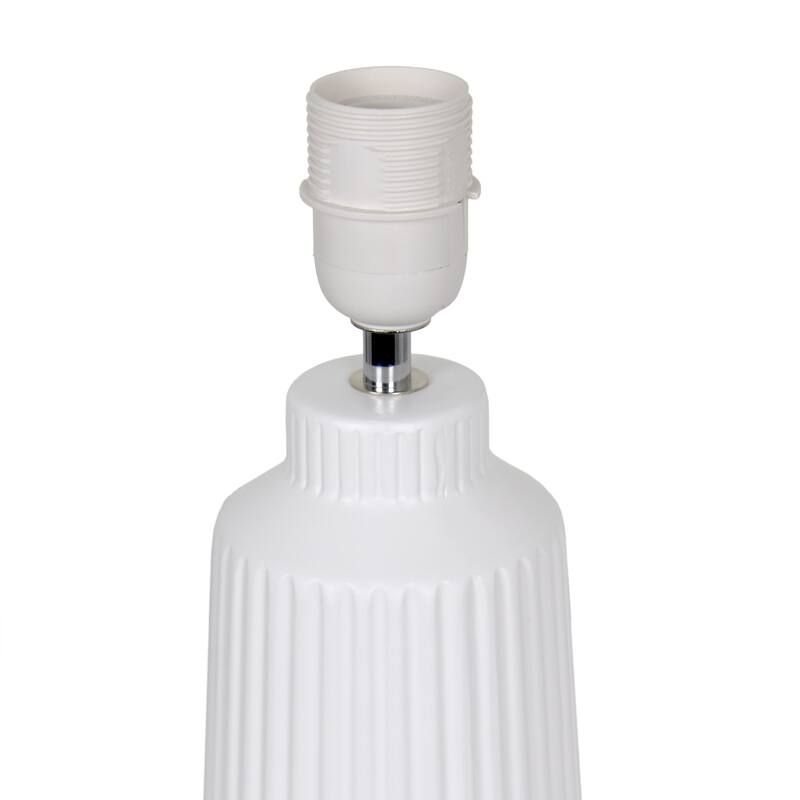 Vertical Grooved Ceramic Table Lamp with Drum Shade - 16" - White