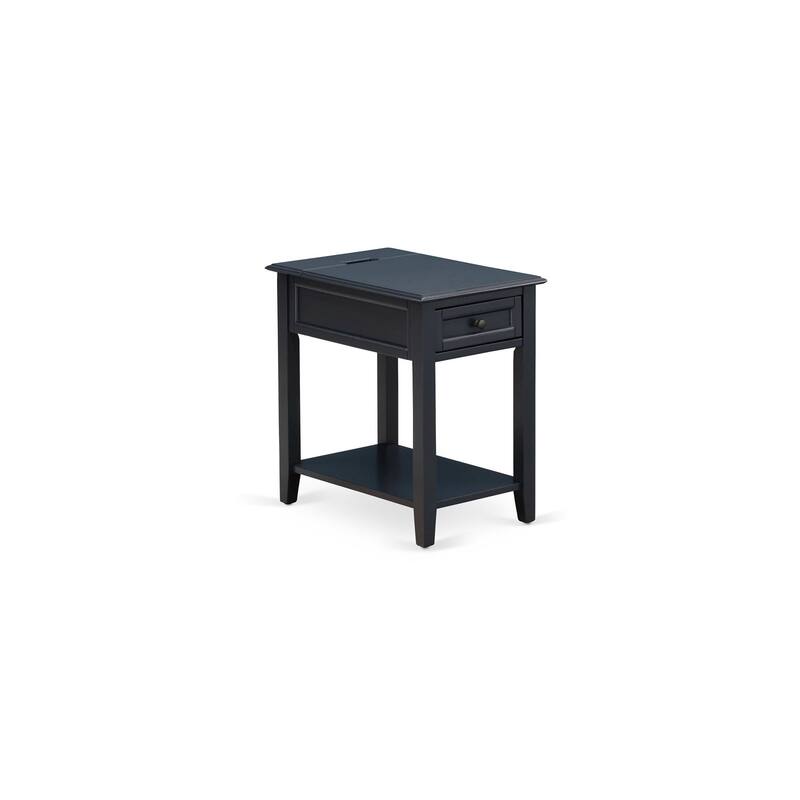 East West Furniture Denison Night Stand - Rectangle Modern End Table with a Drawer for Bedroom, 24x19 Inch, (Finish Options)