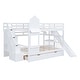 preview thumbnail 11 of 64, Full over Full Size Solid Wood Castle Style Bunk Bed with 2 Drawers 3 Shelves and Slide for Kids, Bedroom