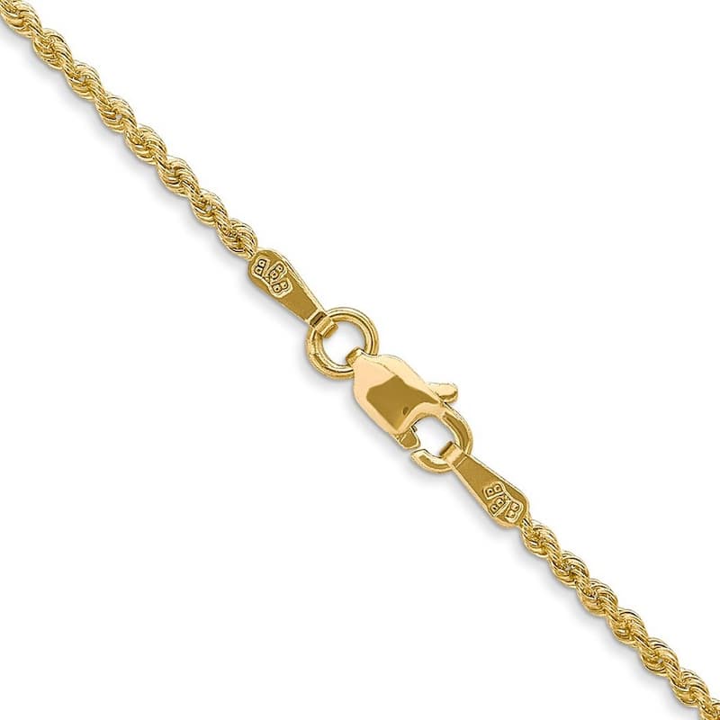 Curata 10k Yellow Gold 1.5mm Regular Rope Chain Bracelet Options: 7" 8"