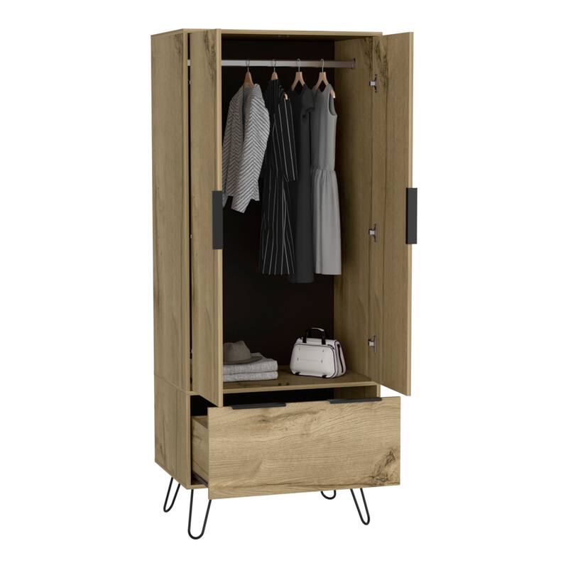 Armoire for Bedroom, Light Oak,74.02''Hx30.08''Wx20.08''D