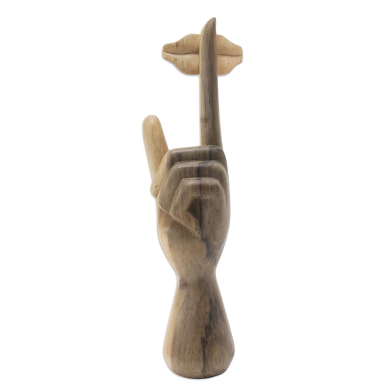 Novica Handmade Alluring Silence Wood Sculpture