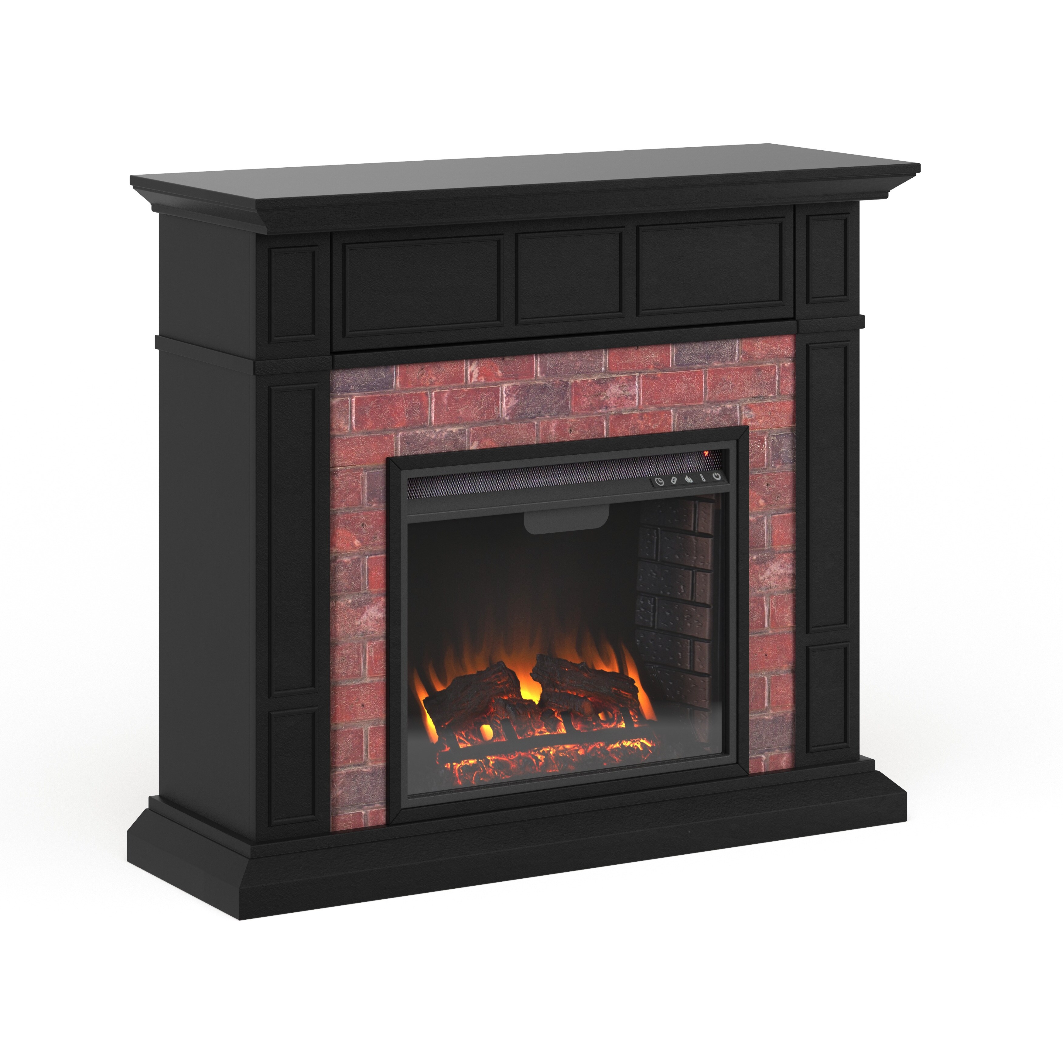Shop Copper Grove Ivy Black And Red Faux Brick Electric Media Fireplace Overstock 20881966