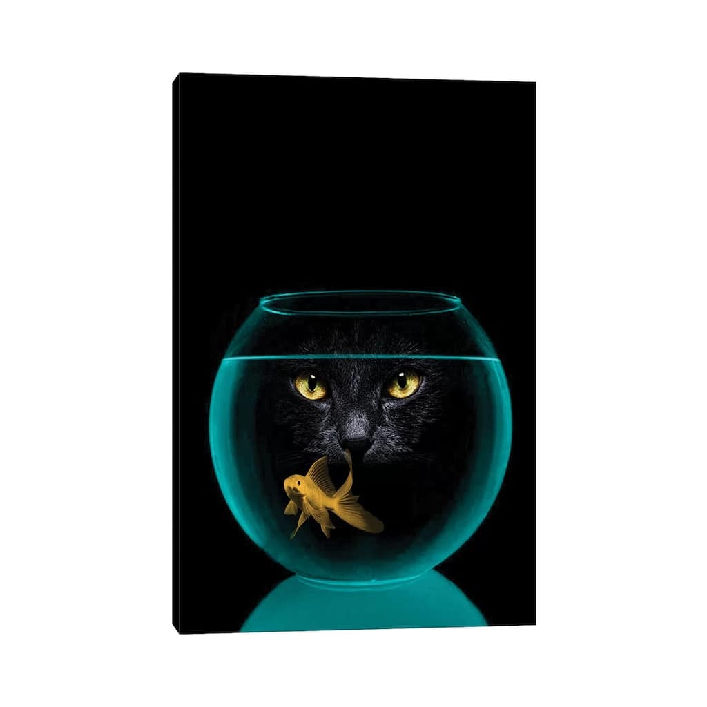 iCanvas "Black Cat Goldfish" by Vin Zzep Canvas Print