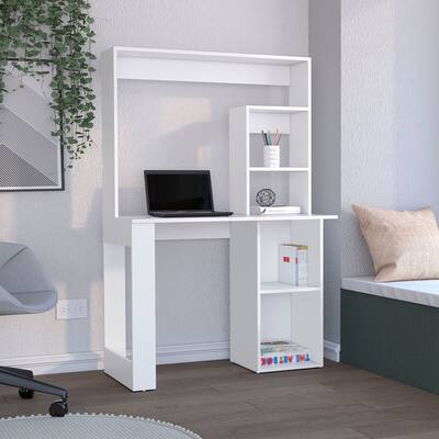 TUHOME Maine Desk with Hutch