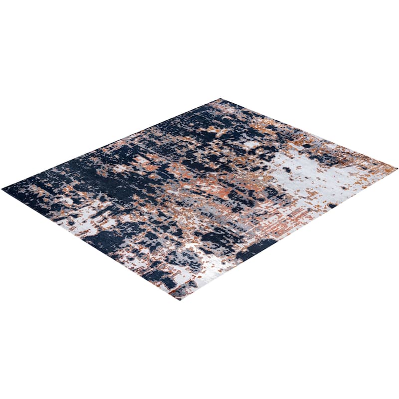 Modern One-of-a-Kind Hand-Knotted Area Rug, Blue - 8' 1" x 10' 1"