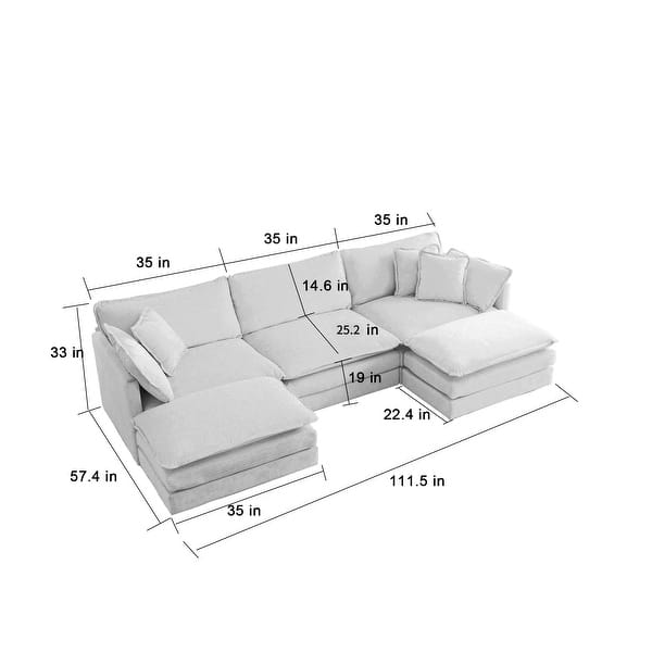 dimension image slide 21 of 23, Cloud Chenille Upholstered Modular Sectional Sofa with DIY Combination Design