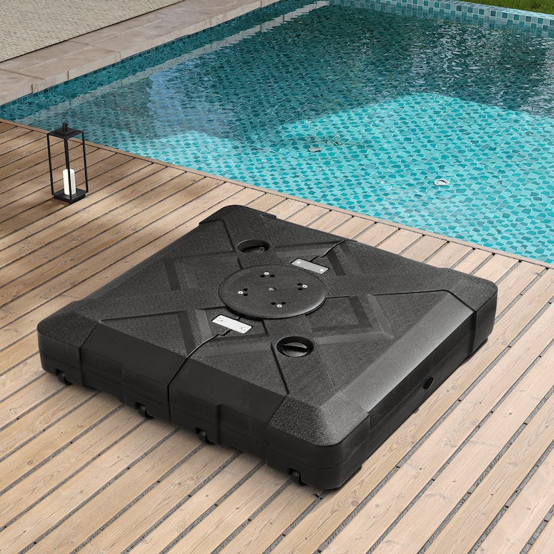 Pellebant 220 lbs Patio Cantilever Umbrella Base with Wheels - N/A - Black