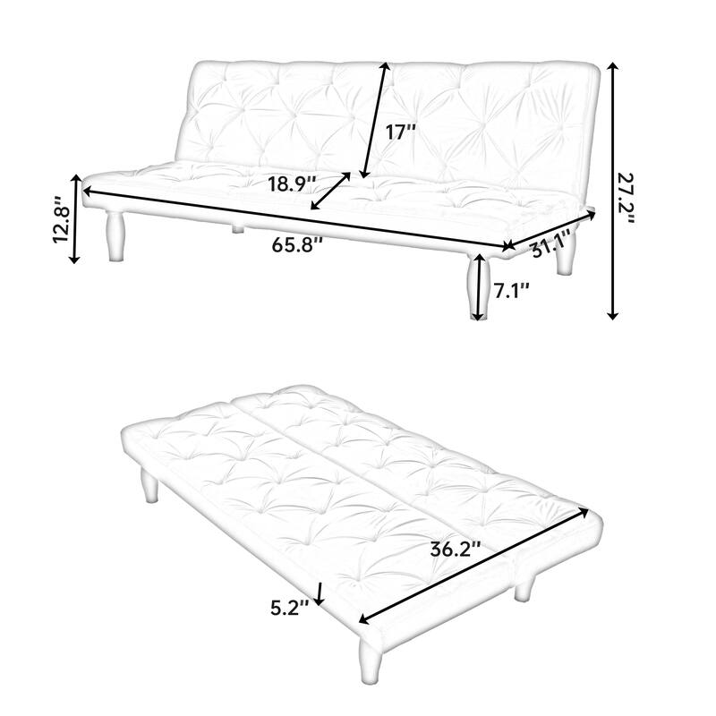 Sofa-to-Bed Evolution: 66" Black Velvet Sofa Bed Transforms Seamlessly, Ideal for Family Living Rooms,Apartments,and Bedrooms