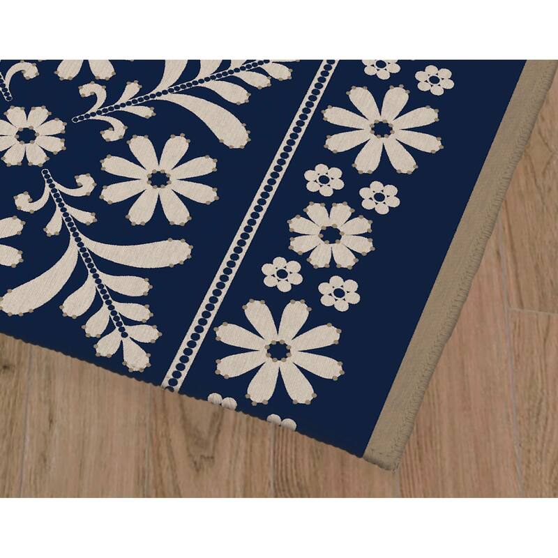 FLORET NAVY Kitchen Mat By Kavka Designs Bed Bath & Beyond 36603946