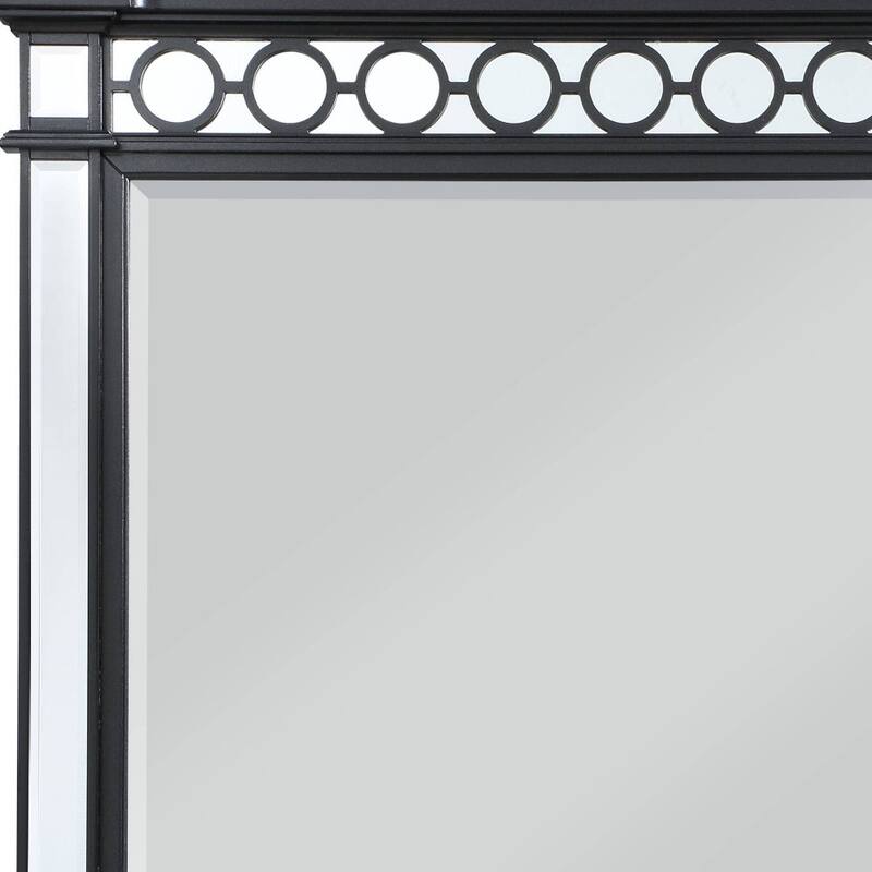 HomeRoots 42" Gunmetal Wood Framed Mounted Dresser Mirror - 52' X '42' X '3