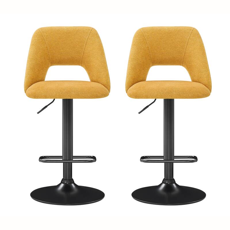 Roundhill Furniture Nuvia Contemporary Adjustable Barstool with Upholstered Swivel Seats, Set of 2
