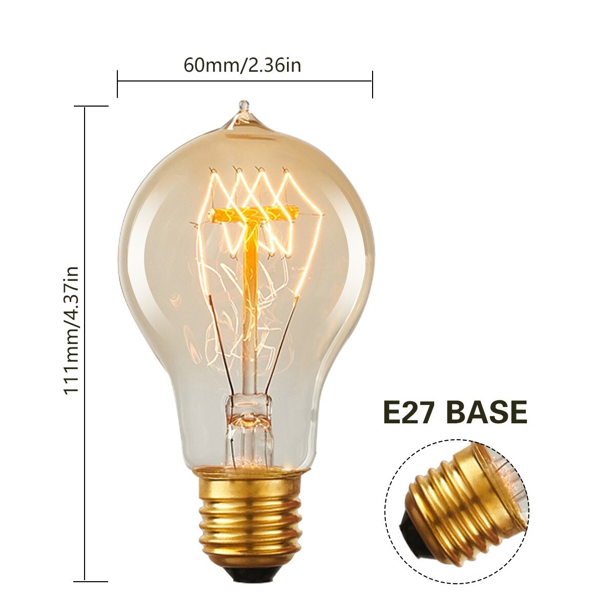 Dimmable Edison Bulbs, 60W A19 Antique Style Filament Pendant Lighting ...