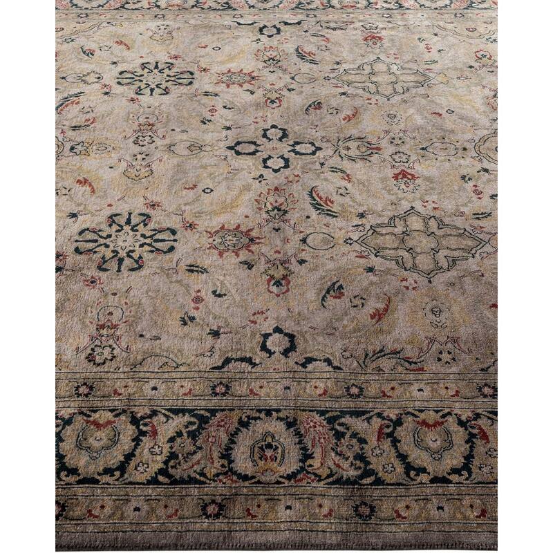Overton Hand Knotted Wool Vintage Inspired Modern Contemporary Overdyed Gray Area Rug - 6' 1" x 8' 9"
