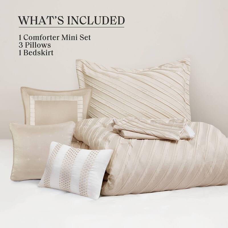 7 PCS Queen Comforter Set Beige