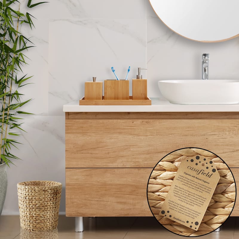 Set of 2 Water Hyacinth Waste Baskets Natural Woven Trash Can Bins - Tan - 2 Pack