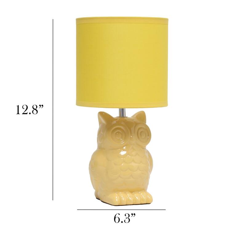 Tall Ceramic Owl Bedside Table Desk Lamp with Drum Shade - 12.75" - Dandelion Yellow