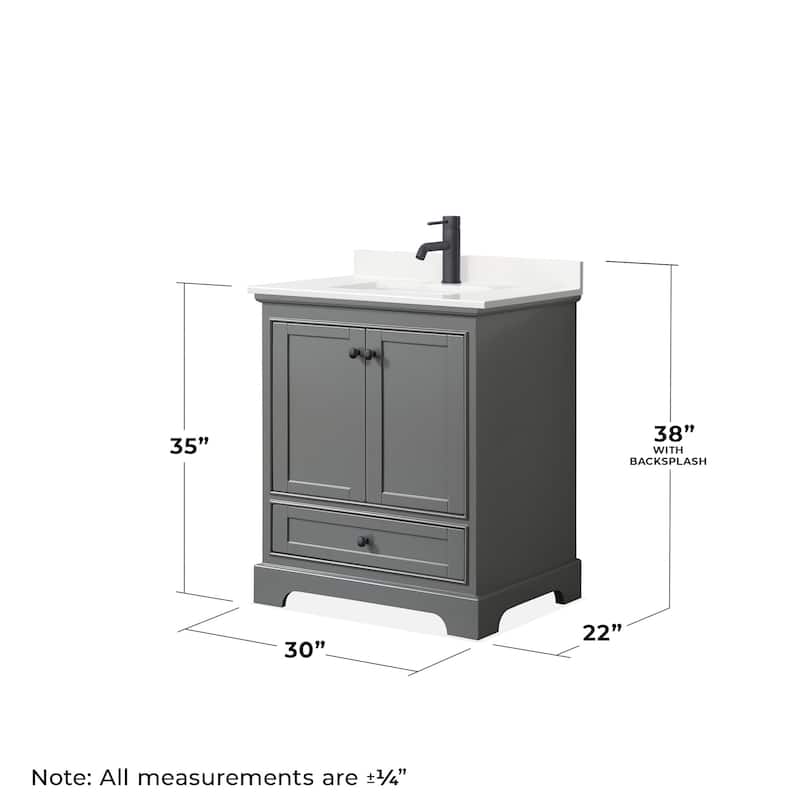 Wyndham Collection WCS202030S-QTZ-UNSMED Deborah 30" Free Standing