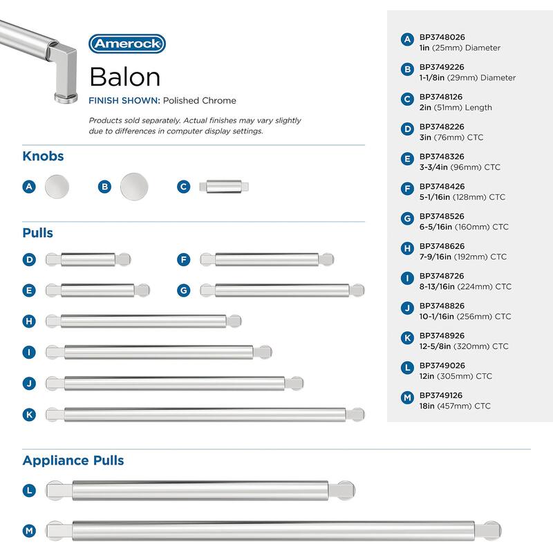 Amerock BP37486 Balon 7-9/16" Center to Center Smooth Handle Cabinet