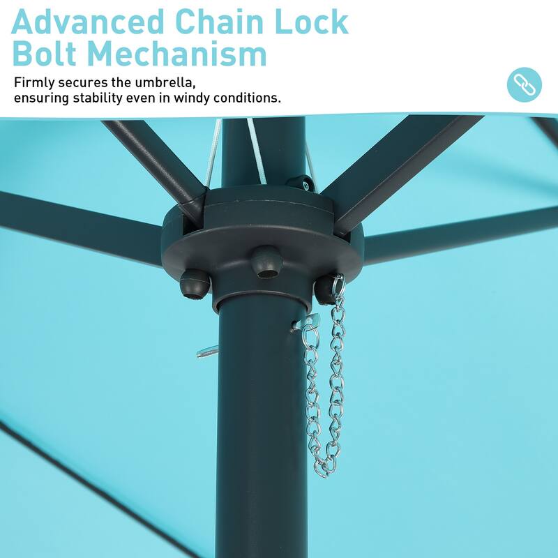 Ainfox 10ft Solar Patio Umbrella 40 LED Lighted and Umbrella Base, Strip Lights Outdoor Market Table Umbrella