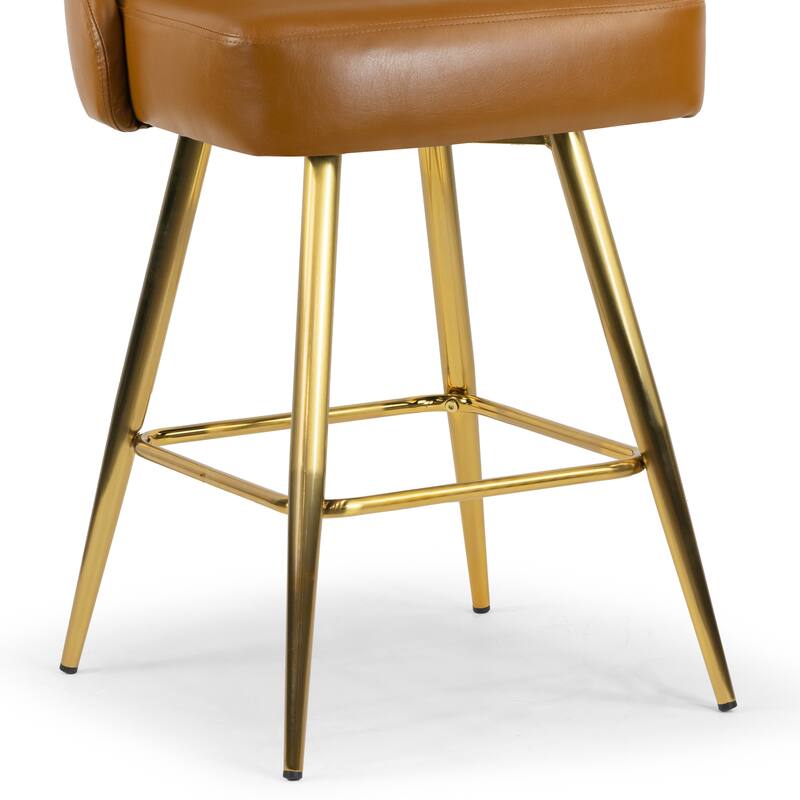 Set of 2 Auren Upholstered Stool with Golden Legs