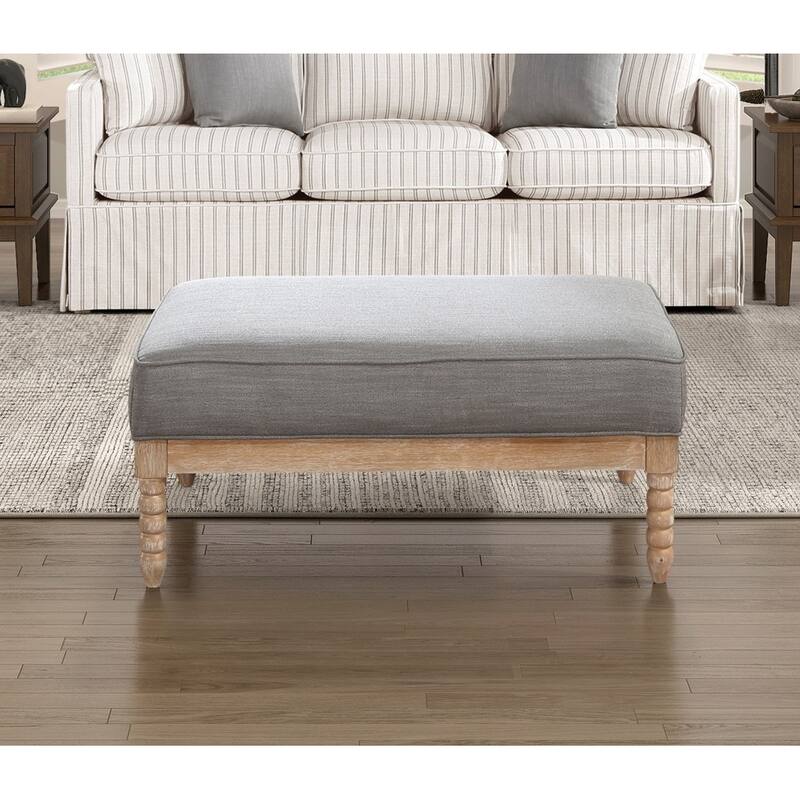 Classic Traditional Ottoman Fabric Upholstery Cushion Seat Solid Wood Furniture