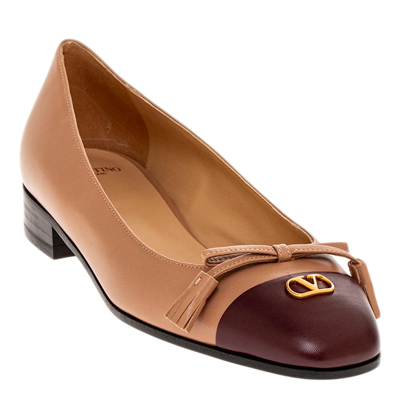 Valentino Valet Du Roi Ballet Flats - Rose Cannelle and Burgundy - 38 EU