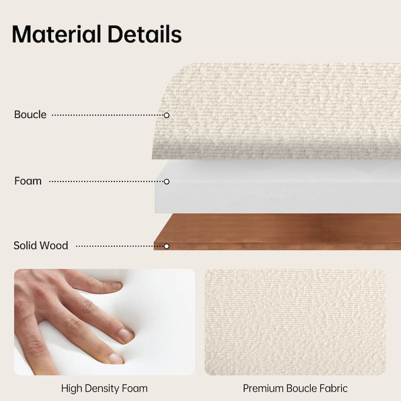 Arm Fabric bench with Solid Wood Legs