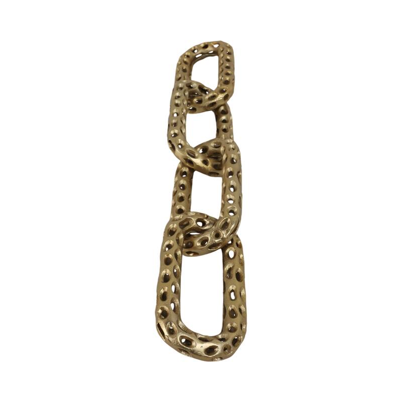 Metal Coastal Chain Sculpture with Textured Links and Openwork Design
