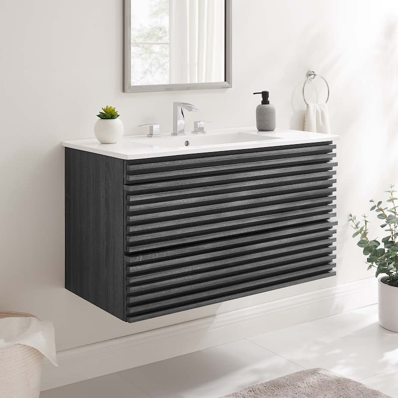 Render 36" Wall-Mount Bathroom Vanity - Charcoal White