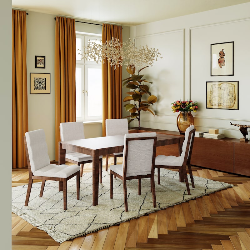 Tufted Upholstery Modern Dining Chairs Set of 2 - Sleek Comfort for Every Space - Brown+Walnut
