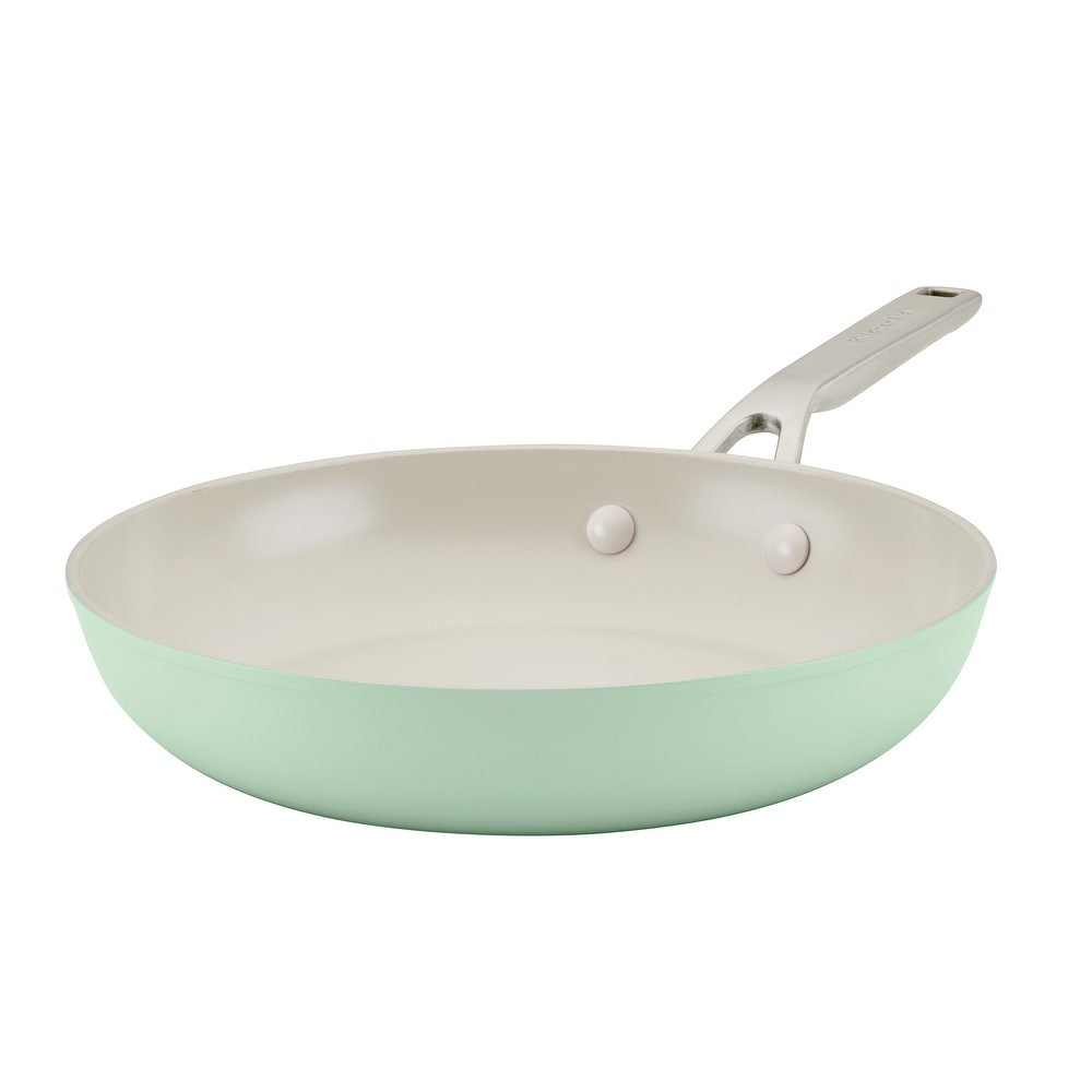 KitchenAid Enameled Cast Iron Induction Skillet with Helper Handle and Pour  Spouts, 12-Inch - Bed Bath & Beyond - 38077551