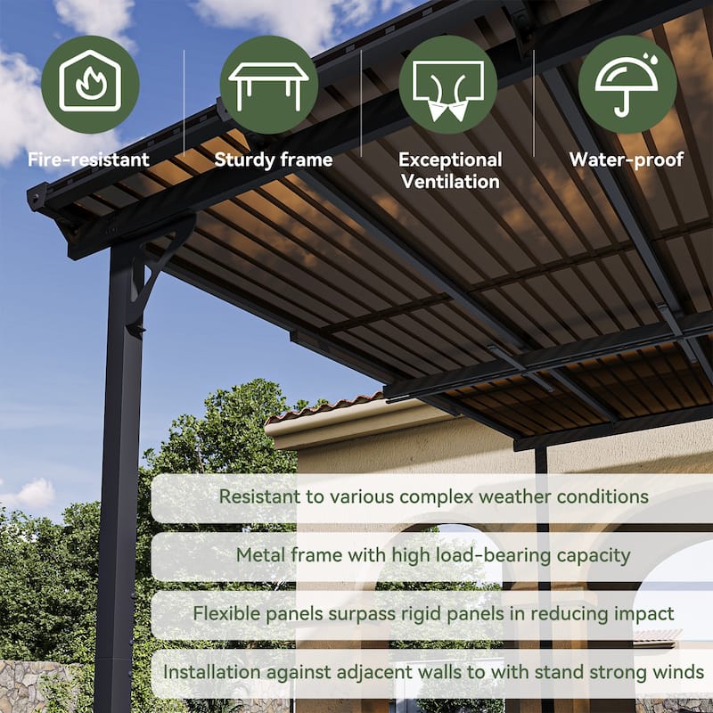 Outdoor Wall Mounted Gazebos, Lean to Gazebo with Sloped Roof