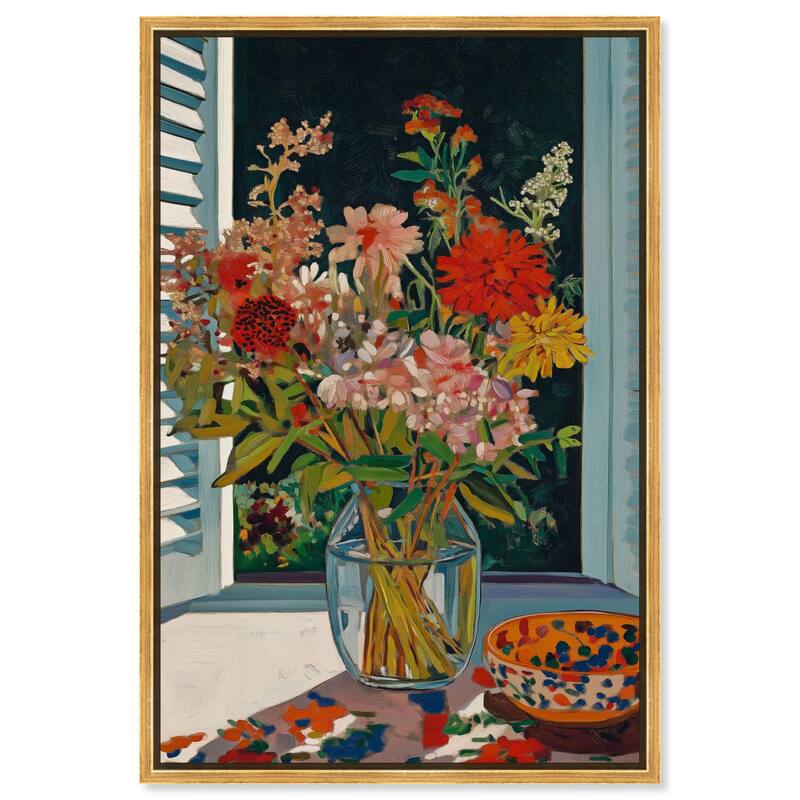 Vase on a Windowsill Canvas by Art Remedy - 36" x 54" - Gold