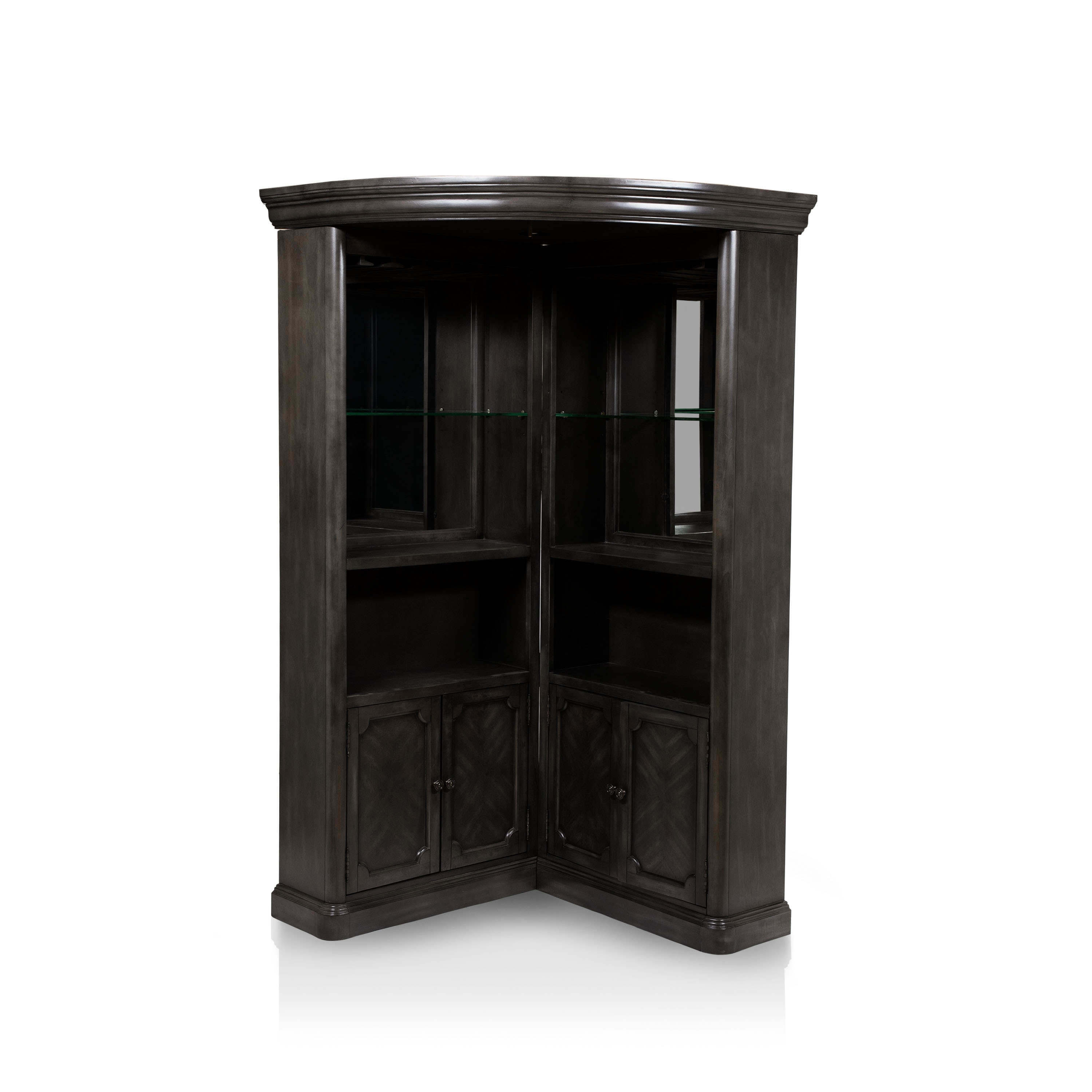 Groenlo Transitional Grey Wood Multi-Storage Curio Cabinet