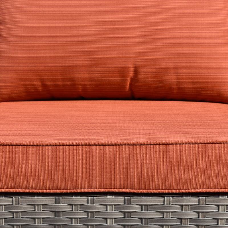 OVIOS Deep Seat Wicker 10-piece Sectional Set Swivel Chairs With Glass Top Coffee Table