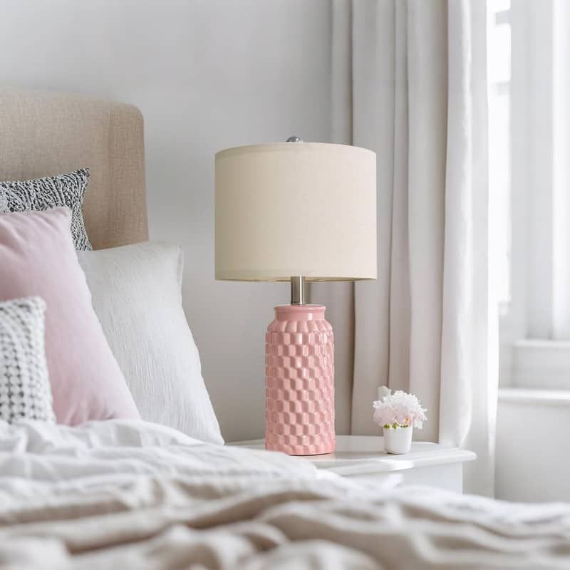 Modern Ceramic Bedside Lamp Set of 2 for Bedroom Decor Farmhouse