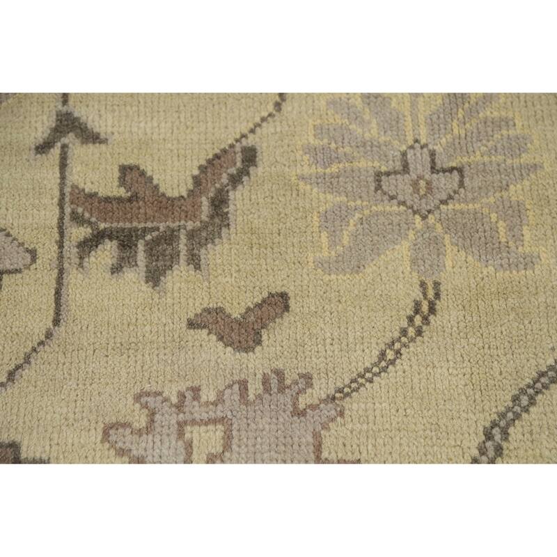 Earth Tone Oushak Indian Area Rug Hand-Knotted Beige Wool Carpet - 6'2" x 8'10"