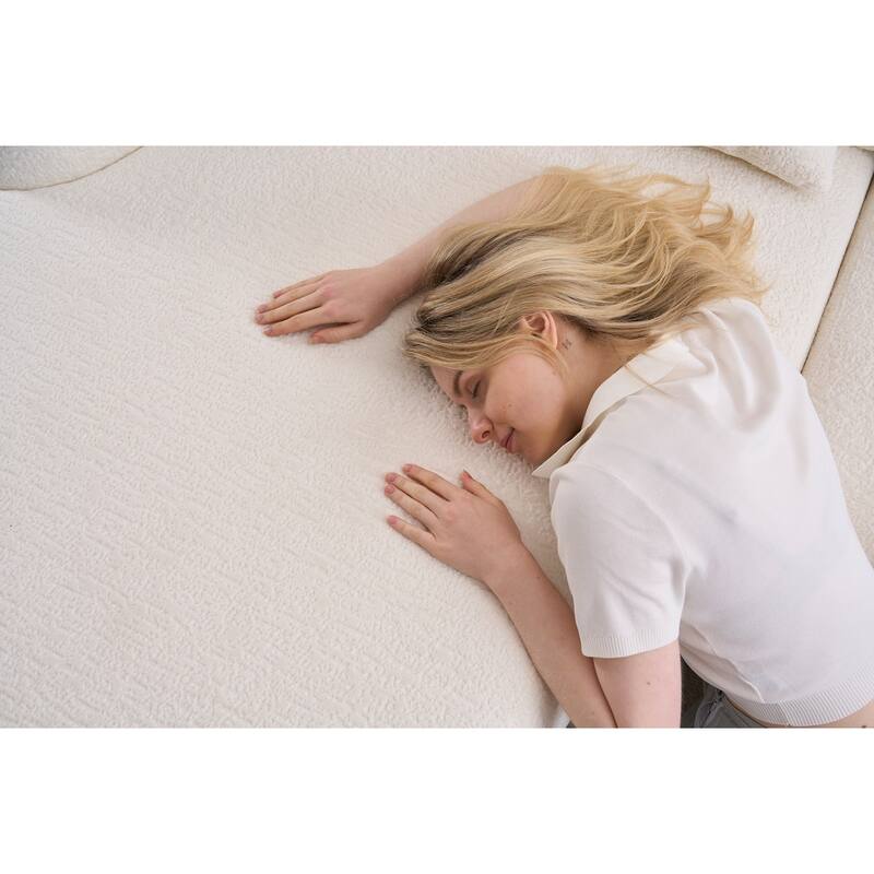 99" L-Shaped Chenille Sectional Boneless Sofa with Chaise and Pillows