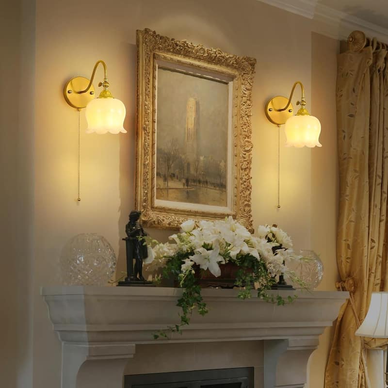 Set of two bathroom light white bedroom light resin wall light