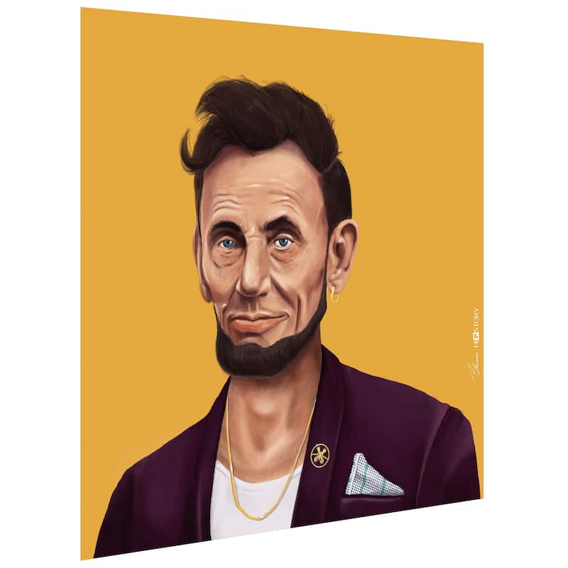 Empire Art Direct Hip Abraham Lincoln Printed Tempered Glass Wall Art - Multi-Color