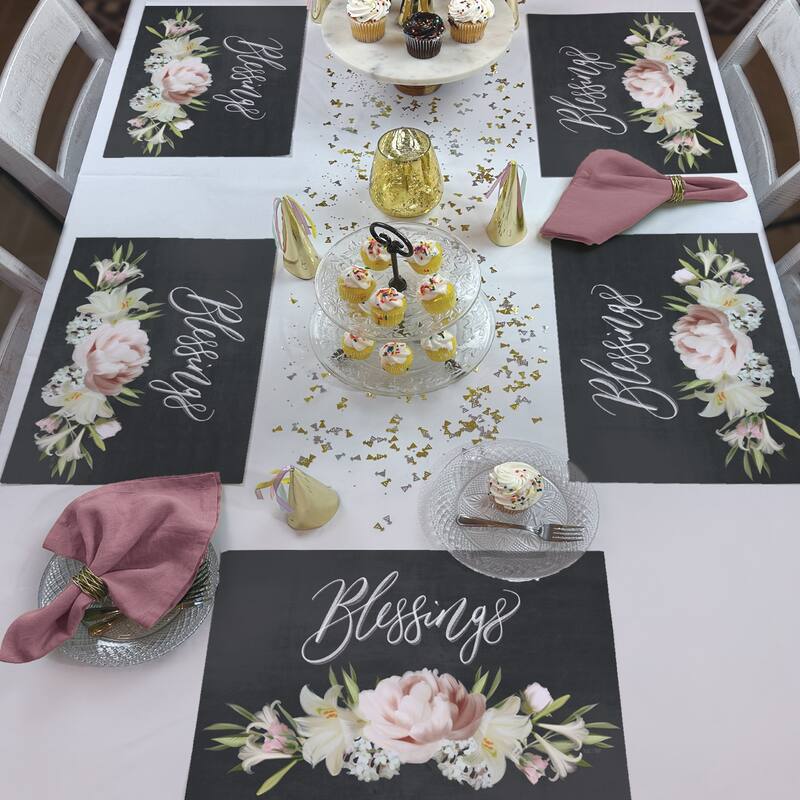 Blessings 24 Sheet Reusable Premium Paper Stock Placemats in Resealable Storage Bag Made in The USA 17" x 11"