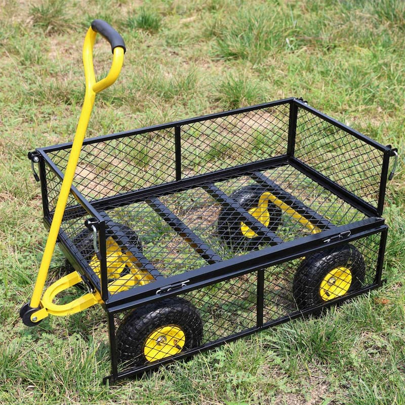 Multifunctional Garden Cart with Removable Side Panels, 550LBS Capacity