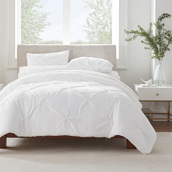 Serta Simply Clean Antimicrobial Pleated 3 Piece Duvet Set