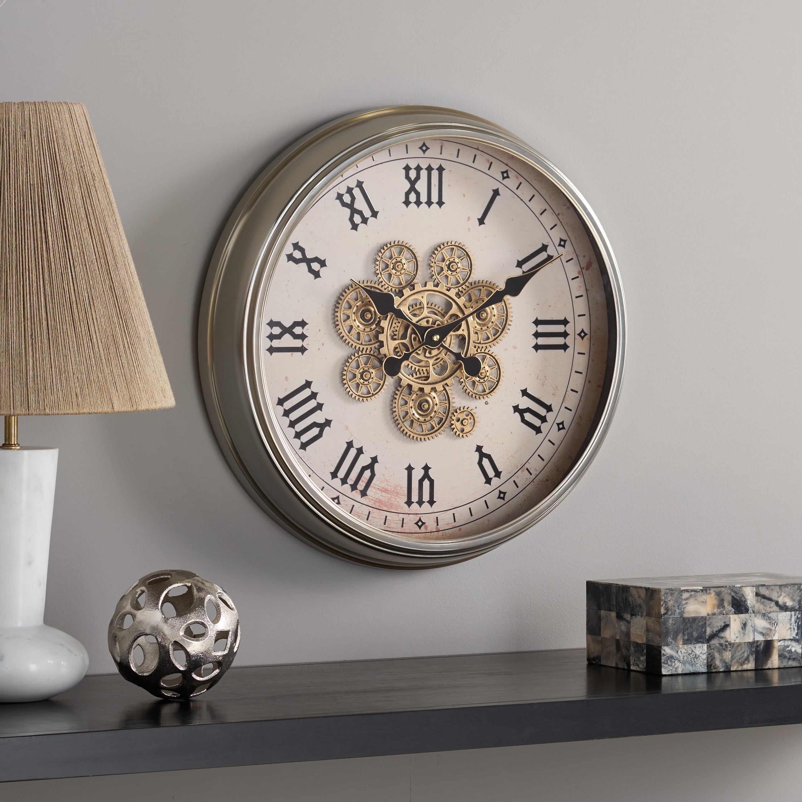 SEI Furniture Hayward Roman Gear Clock - 20"W x 3"D x 20"H